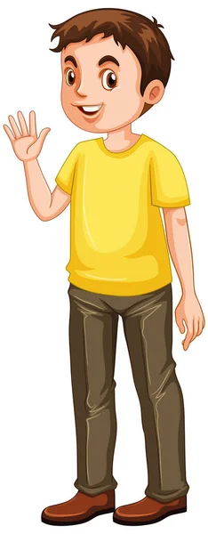 Man Wearing Yellow Shirt Cartoon Illustration — Stock Vector