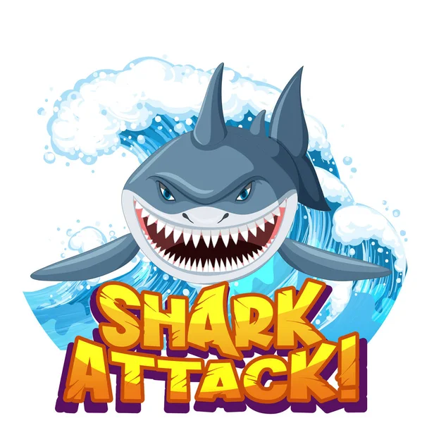 Schriftdesign Für Illustration Von Hai Angriffen — Stockvektor