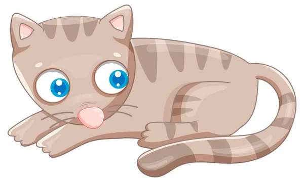 Grey Cat Laying Cartoon Animal Illustration — Stockový vektor