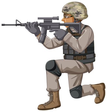 Soldier in uniform cartoon character illustration