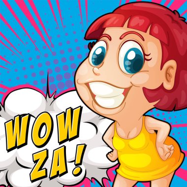 Kısaltma ve yüz ifadesi retro çizgi roman tasarımı illüstrasyonu