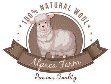 Yün ürünleri illüstrasyonu için Alpaca tarım logosu
