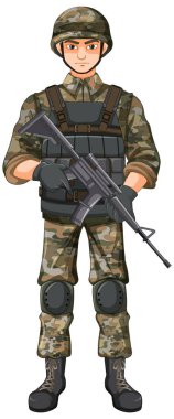 Soldier in uniform cartoon character illustration