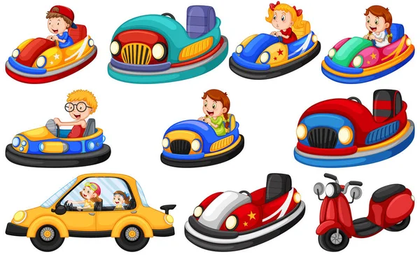 Children Riding Kart Illustration — стоковый вектор