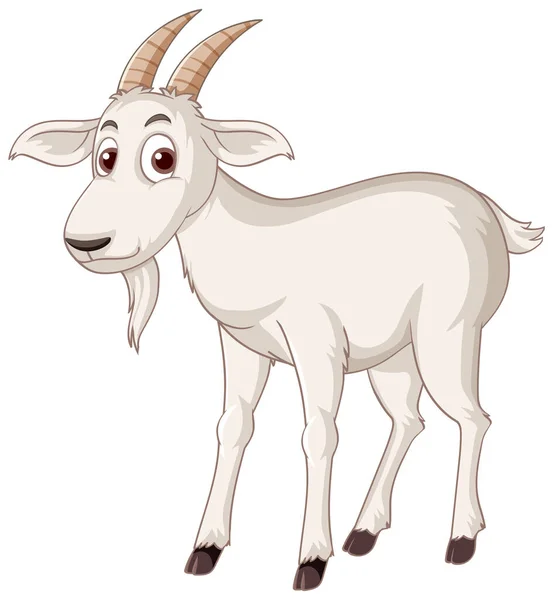 White Goat Cartoon Character Illustration — Stok Vektör