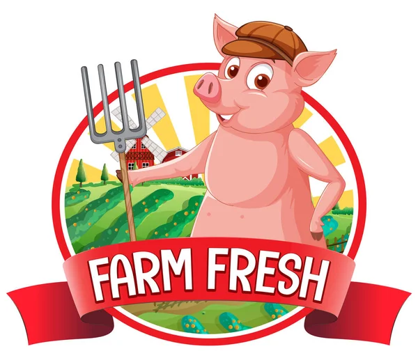 Pig Farm Fresh Logo Pork Products Illustration — Vettoriale Stock