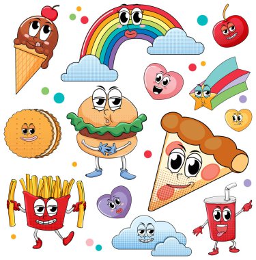 Yemek teması illüstrasyonlu kusursuz arkaplan