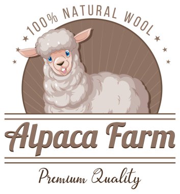 Yün ürünleri illüstrasyonu için Alpaca tarım logosu