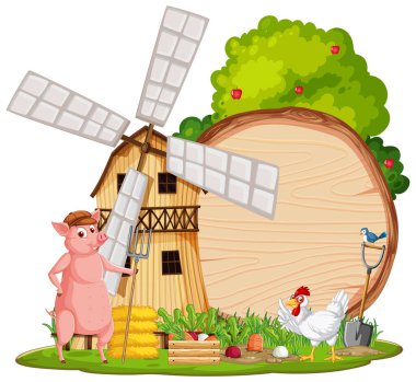 Empty banner template with farm animals illustration