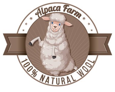 Yün ürünleri illüstrasyonu için Alpaca tarım logosu