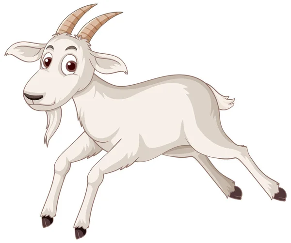 White Goat Cartoon Character Illustration — Vetor de Stock