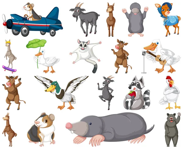 Set Different Kids Animals Illustration — Stock Vector