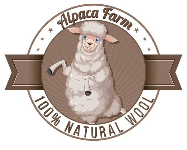 Yün ürünleri illüstrasyonu için Alpaca tarım logosu