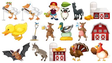 Farm animal set on white background illustration