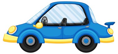 A blue car in cartoon style illustration