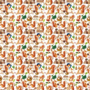 Sincaplar ve fındık resimleriyle kusursuz bir arka plan.