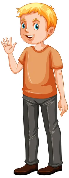 Man Wearing Orange Shirt Cartoon Illustration — стоковый вектор