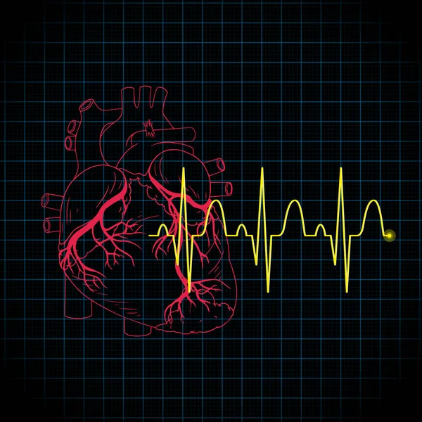Heartbeat Heart Rate Graph Illustration — стоковый вектор
