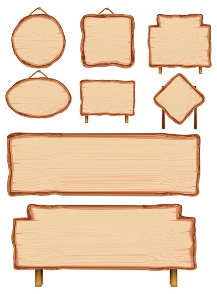 Set Different Wooden Sign Boards Illustration — Stock Vector