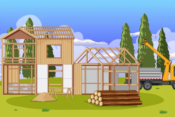 İnşaat alanı illüstrasyon sahnesi