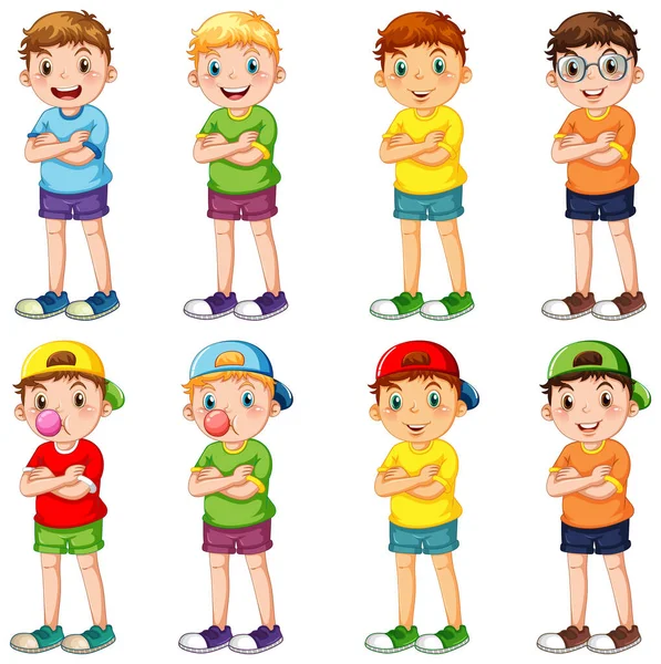 Set Different Kindergarten Boys Illustration — Διανυσματικό Αρχείο