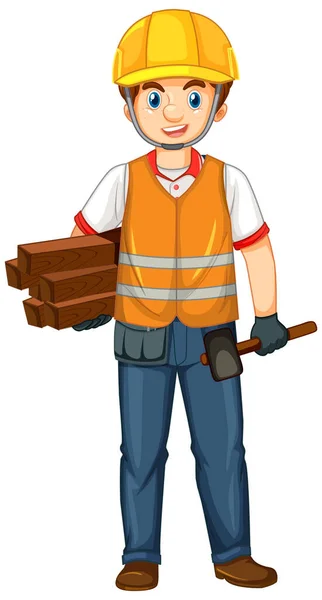 Ouvrier Construction Illustration Uniforme — Image vectorielle