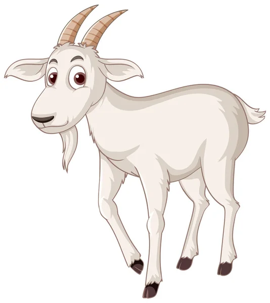 White Goat Cartoon Character Illustration — ストックベクタ