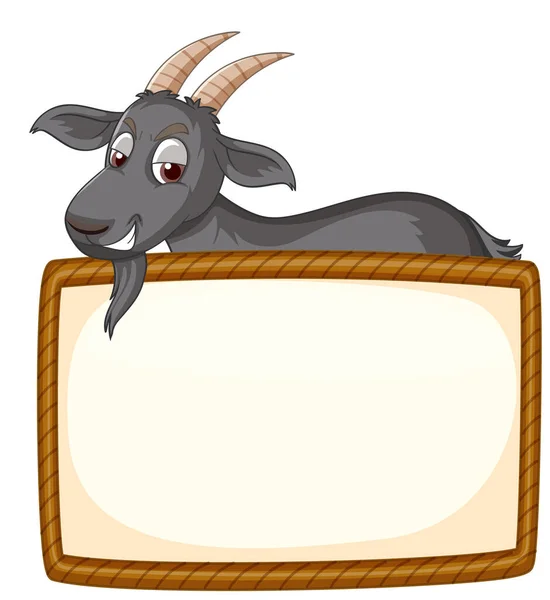 Isolated Wooden Banner Goat Illustration — Stock Vector