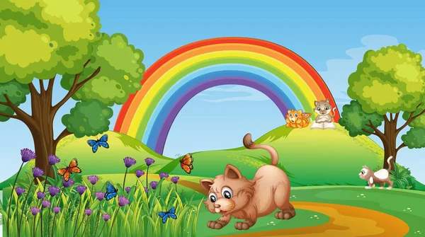 Doğa parkındaki farklı evcil hayvanlar.