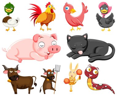 Sevimli hayvanlar mutlu gülümseme çizim ile