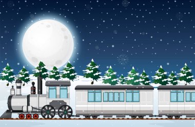 Buharlı lokomotif tren resimli açık hava sahnesi