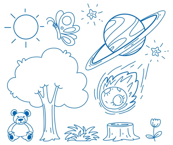 Doodle Tasarım Seti Illüstrasyonuname — Stok Vektör