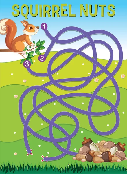Game Design Squirrel Garden Background Illustration — Stok Vektör
