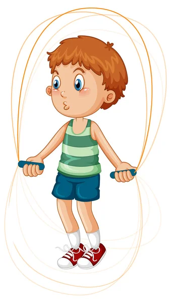 Cartoon Boy Jumping Rope Illustration — Vector de stock