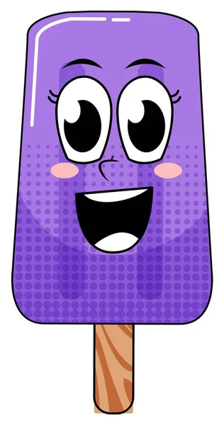 Purple Popsicle Happy Face Illustration — Stock Vector