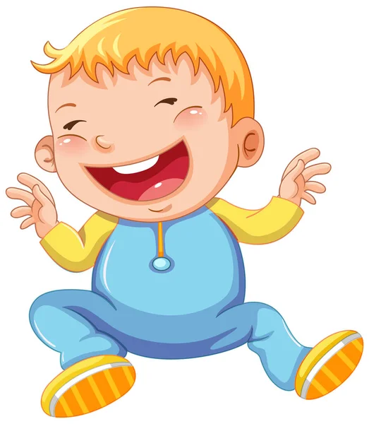 Cartoon Toddler Wearing Blue Clothes Illustration — Stock Vector