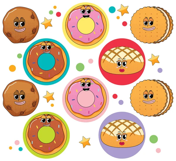 Seamless Background Donuts Cookies Illustration — Stockvector