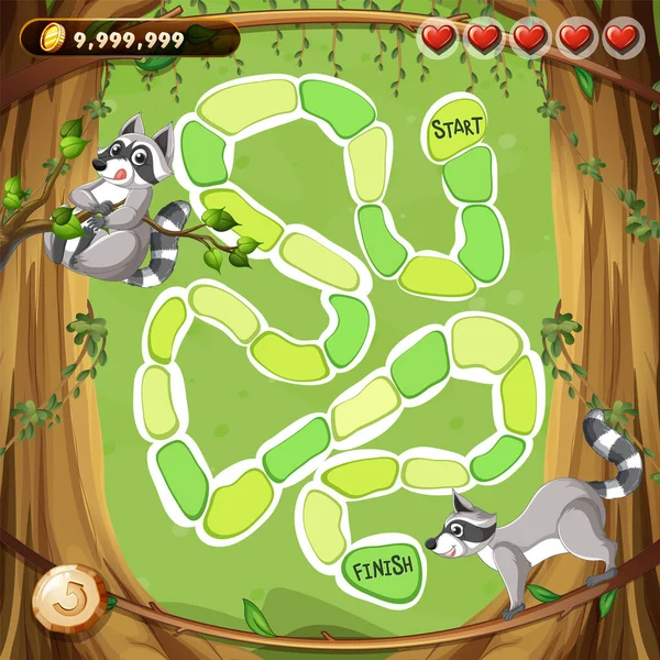 Game Design Raccoons Forest Illustration — Image vectorielle