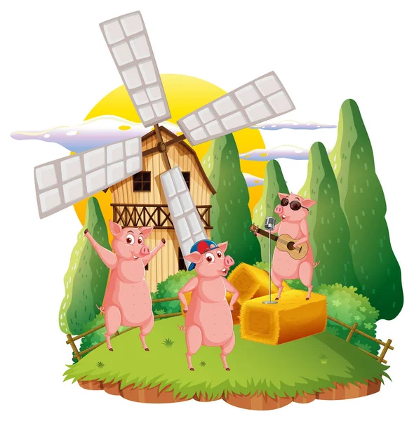 Glückliche Tiere Bauernhof Cartoon Illustration — Stockvektor