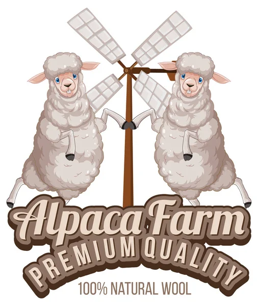 Yün ürünleri illüstrasyonu için Alpaca tarım logosu