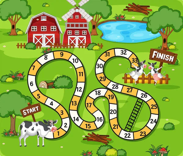 Uma Ilustração Modelo Farm Boardgame — Vetor de Stock