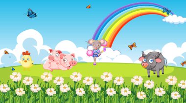 Güzel hayvan resimli park sahnesi