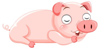 Beyaz arkaplanda uyuyan küçük domuz.