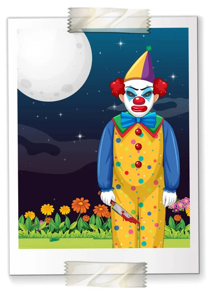 Una Foto Clown Inquietante Illustrazione — Vettoriale Stock