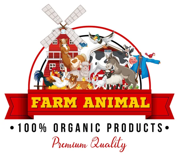 農場動物イラストのためのロゴデザイン — ストックベクタ