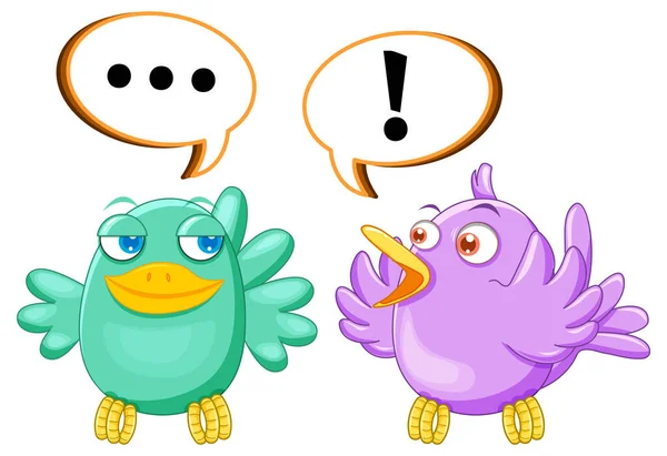 Two Birds Speech Bubbles Illustration — Stock Vector