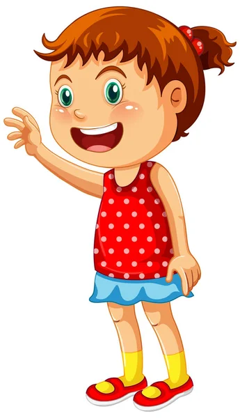 Cute Girl Wearing Red Shirt Cartoon Character Illustration — стоковый вектор