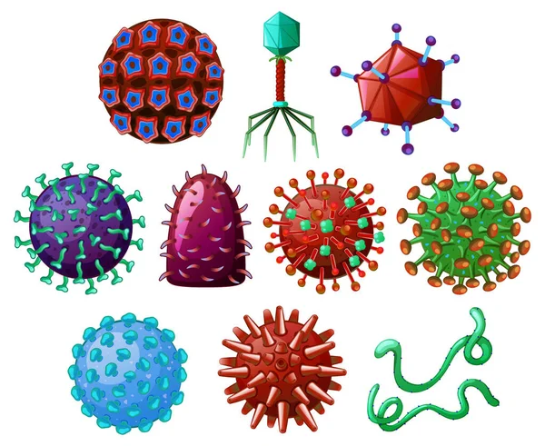 Set Different Virus Illustration — Vettoriale Stock