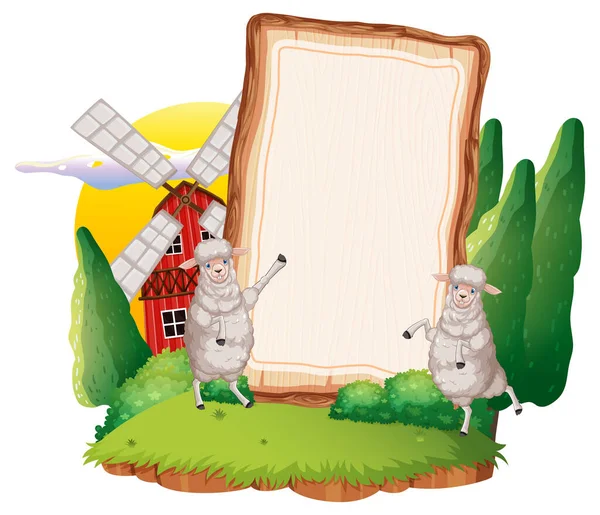 Empty Banner Template Farm Animals Illustration — Stok Vektör