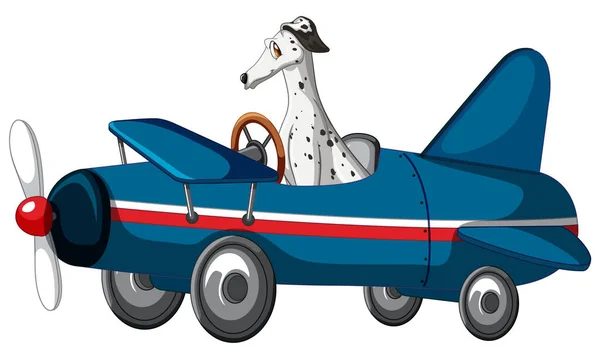 Dog Driving Plane White Background Illustration — Stock Vector